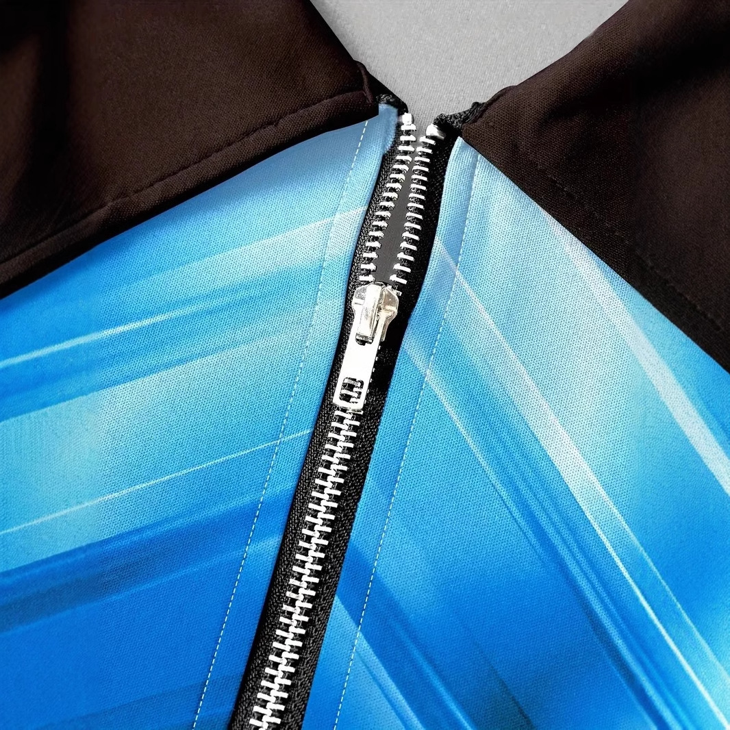 Tecnología de venta caliente halo de color degradado impresión 3D hombres calle alta todo-fósforo solapa hombro ancho ancho cremallera suelta camisa POLO