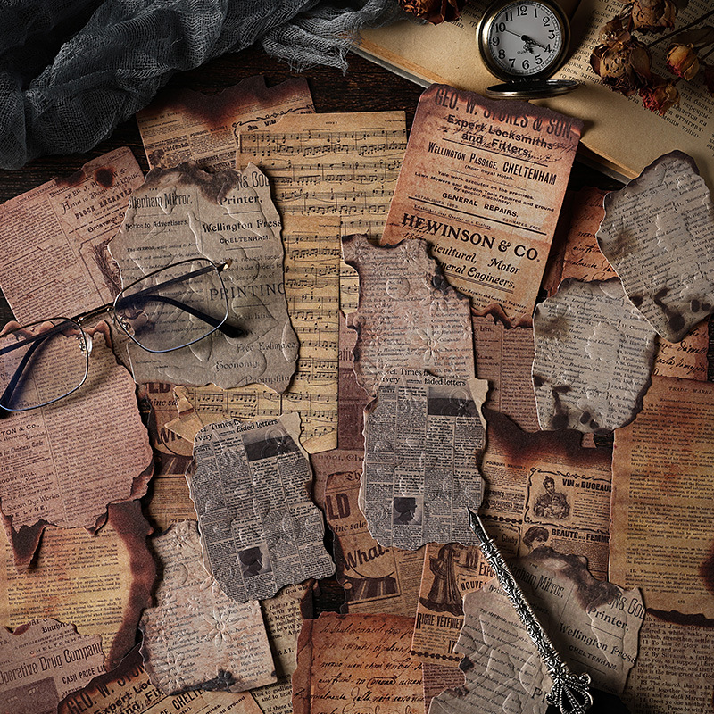 ZABC Cross-border Toppan Relief Craft Retro Brasas Serie Material Papel Retro Sombra de fuegos artificiales 6 modelos 28 hojas