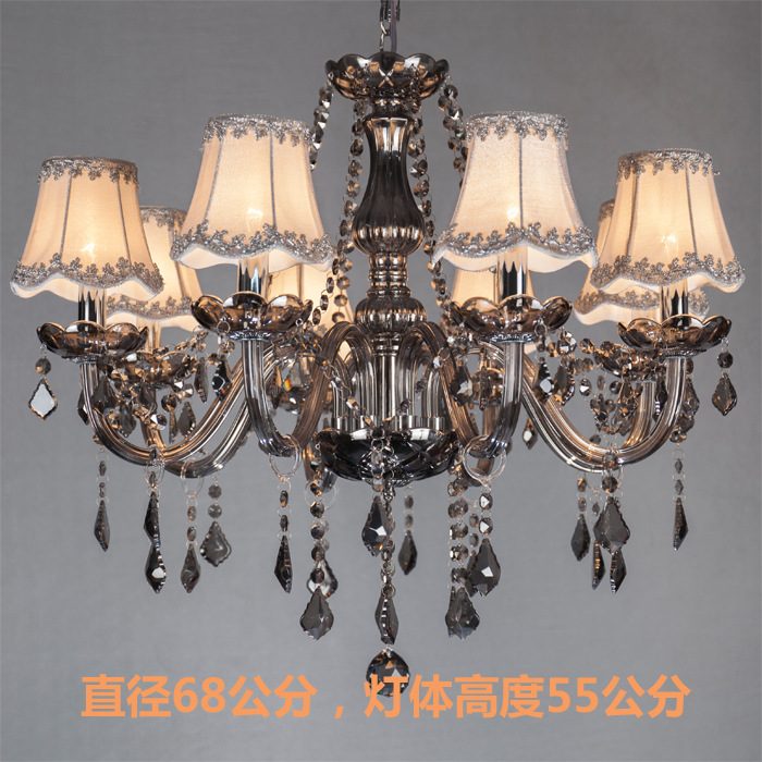 Ahumado gris 18-cabeza 2-capa 12 + 6 gris ahumado araña de cristal luz de la vela adecuado para la boda principal restaurante bar