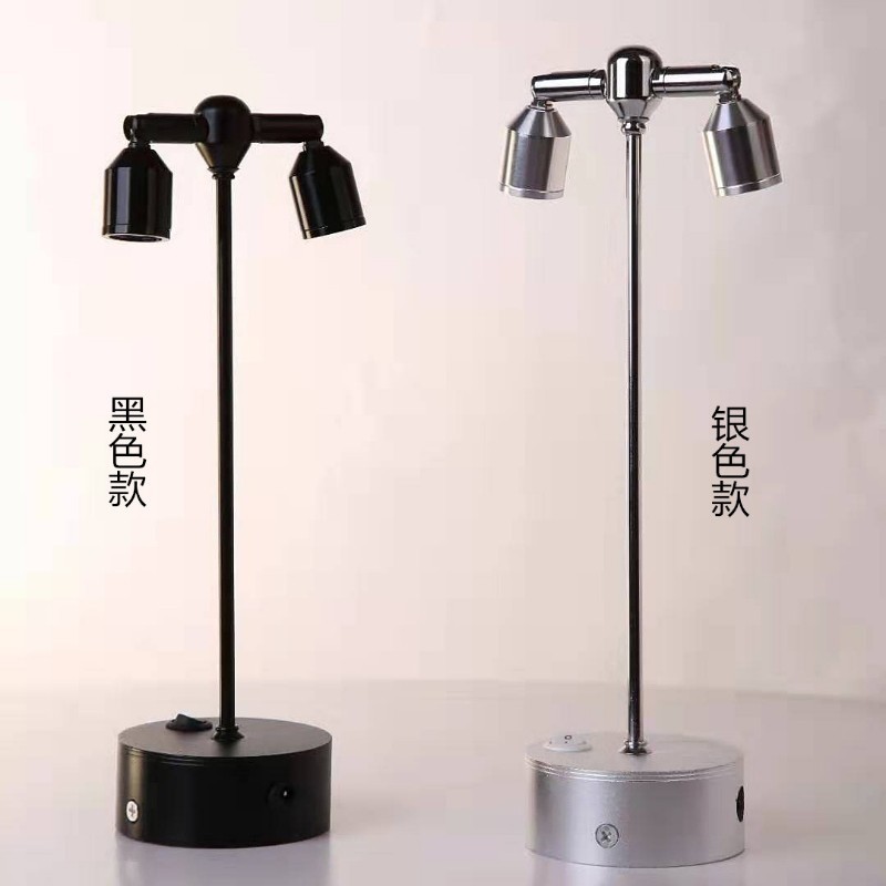 LED充電スポットライト移動式無線超亮2両口バー電気スタンド小夜灯カウンタージュエリーランプ|undefined