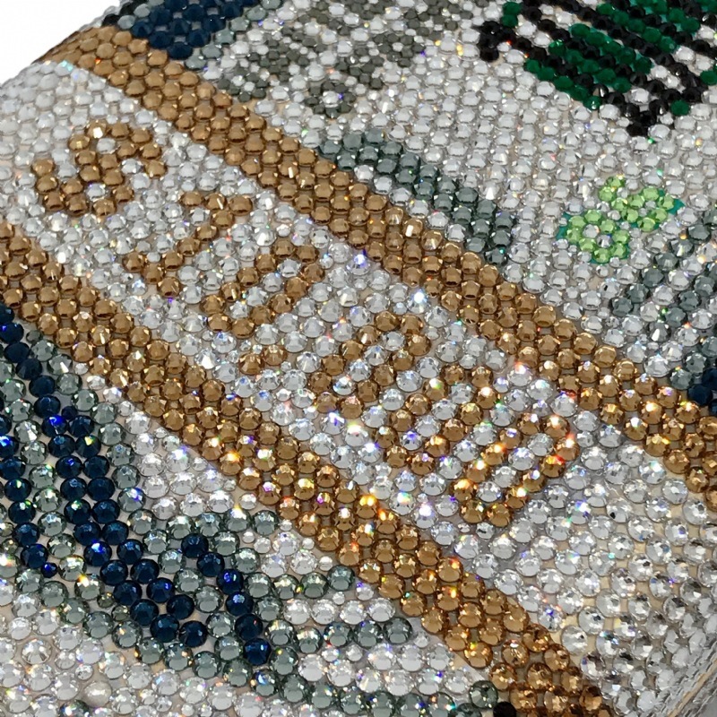 Bolsa de cena de diamantes hecha a mano, un paquete de dólares con un fondo plano lleno de diamantes, vestido de banquete europeo y americano, bolsas cuadradas de mano, dólares