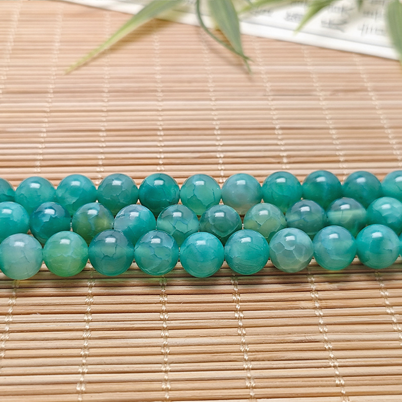 Collar de joyas de ágata de pavo real antiguo verde pulsera DIY accesorios a través de agujeros redondos cuentas de ágata semiacabadas cuentas de ágata