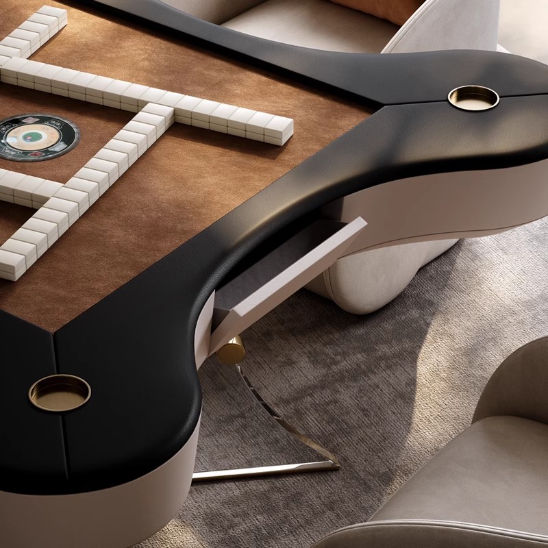 Mesa de mahjong de madera maciza de alta gama estilo italiano de lujo ligero multifunción montaña rusa automática hogar eléctrico mahjong 2024 nuevo