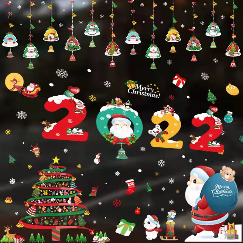Hong Kong Heng nuevo Cristal de Navidad pegatinas decoración electrostática ventana pegatinas Navidad copo de nieve tienda decoración de la ventana
