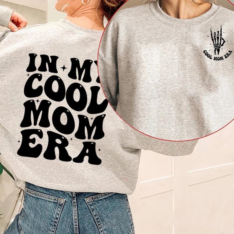 Amazon Cross-Border Women's Clothing in My Cool Mom Era Sweatshirt Mom Pullover Casual Crew Neck Sweatshirt