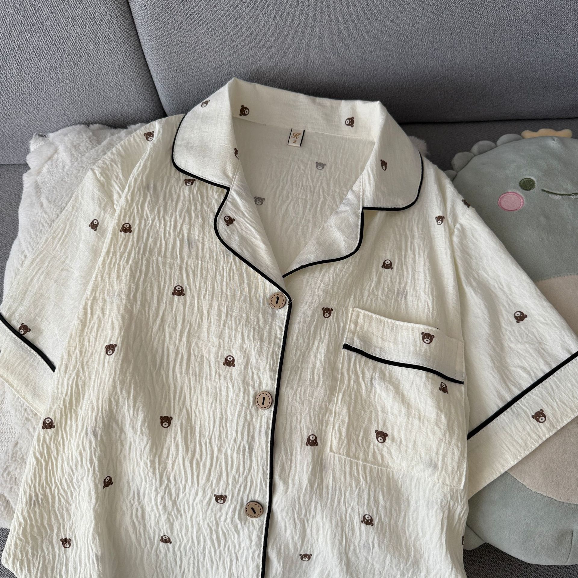 120G nubes de algodón pijama ropa para el hogar mangas cortas pantalones largos conjunto entidad mayorista sudeste asiático TK pedidos de comercio exterior transfronterizo