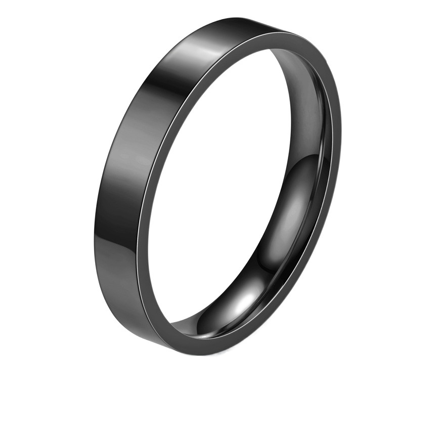 Exhibition Couple Diamond Jewelry Japanese and Korean Simple 4mm Flat Stainless Steel Glossy Ring Titanium Steel Couple Hand Jewelry