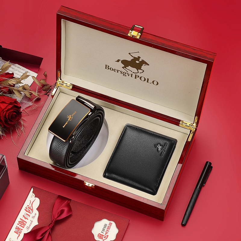 Paul men's belt wallet gift box suit high-grade leather belt young people gift birthday gift wholesale