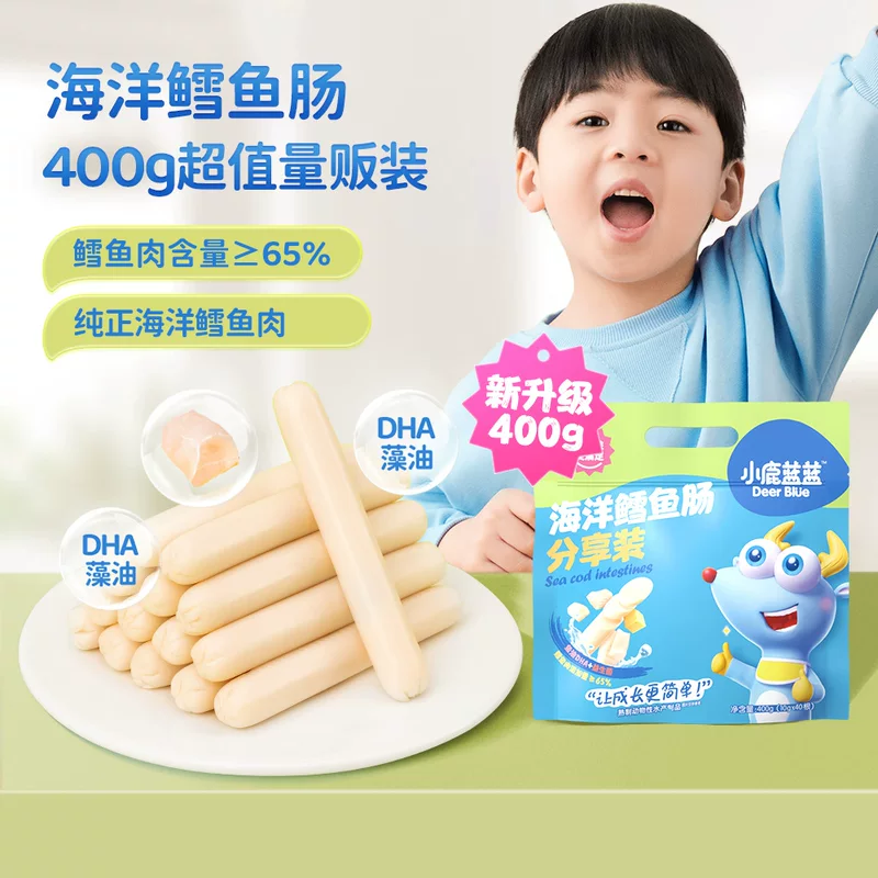 小鹿蓝蓝 Prebiotic cod sausage 400g cod sausage ready-to-eat ham sausage children's snack brand
