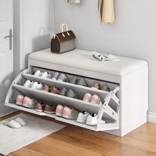Shoe-Changing Bench, Simple, Modern and Economical, Tipping Bucket Storage Bench, Soft-Packed Cushion, Shoe Cabinet, Home Entrance Bench