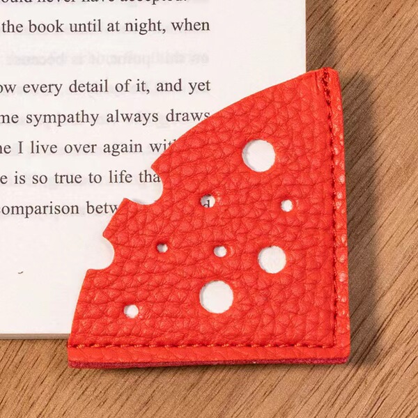 Trendy PU leather cheese hollow bookmark retro book protection…