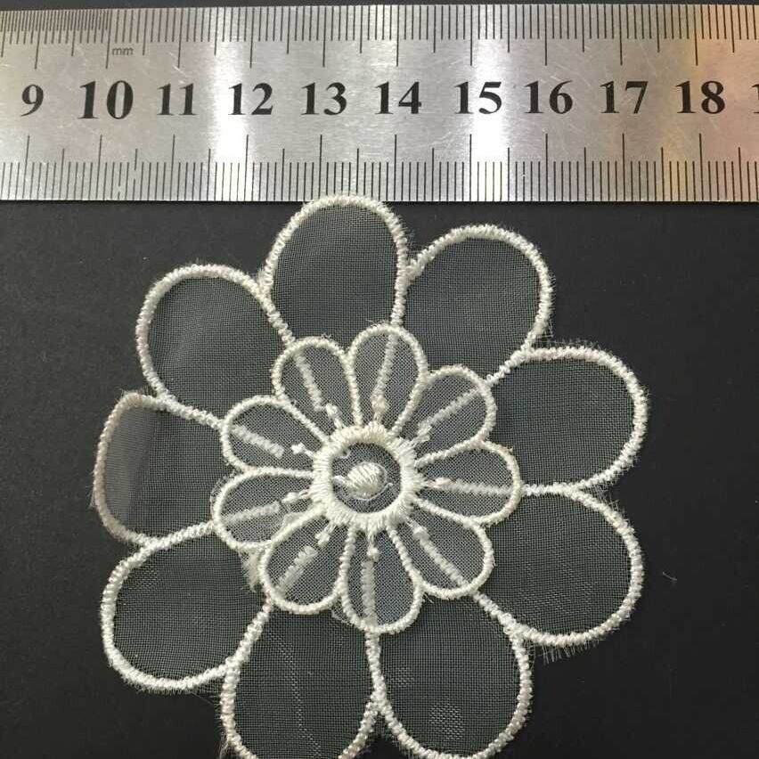 厂家供应布贴 DIY立体小花朵自粘布贴蕾丝刺绣婚纱立体花朵布贴