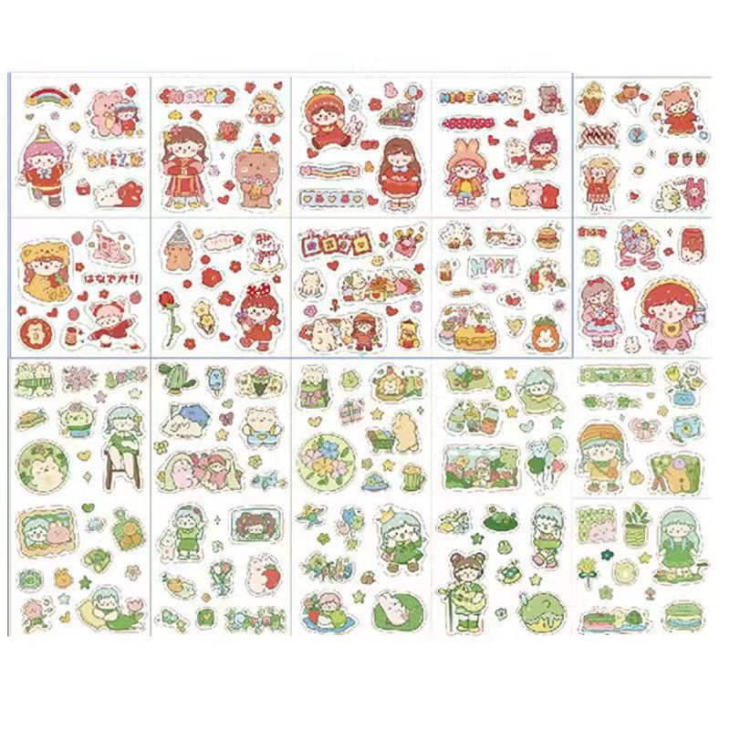 Diario pegatinas diario libro niña niños pegatinas traje Gu Ka impermeable lindo material de la historieta transparente al por mayor