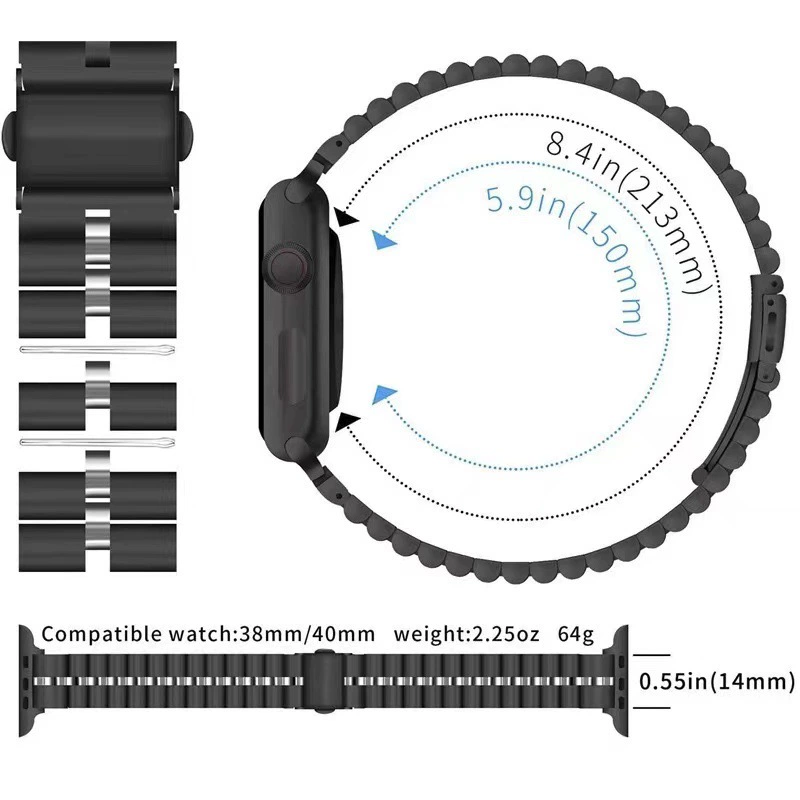 Подходящий ремешок для Apple iWatch 11-го поколения 10/987, из нержавеющей стали, тонкая модель с тремя бусинками, для женщин