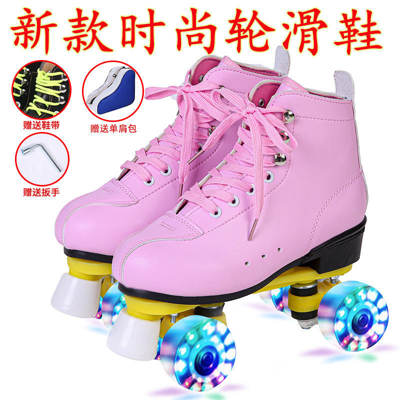 Hebilla suelta zapatos de patinaje de doble fila cuatro zapatos de patinaje sobre ruedas adultos hombres y mujeres deportes zapatos de patinaje sobre ruedas zapatos de patinaje al por mayor de fábrica