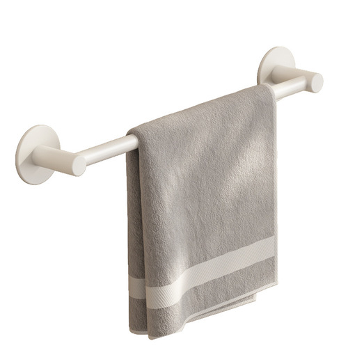 Single pole towel bar punch-free bathroom bathroom rack white horizontal bar toilet towel rack space aluminum towel rack