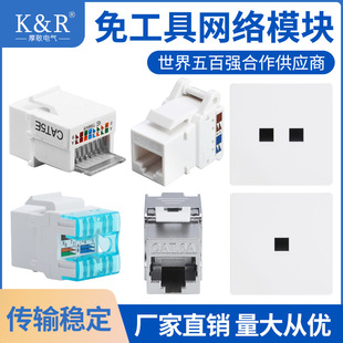 Tool-Free Category 6 Network Module Gigabit Network Speed Gold-Plated Panel Computer Socket