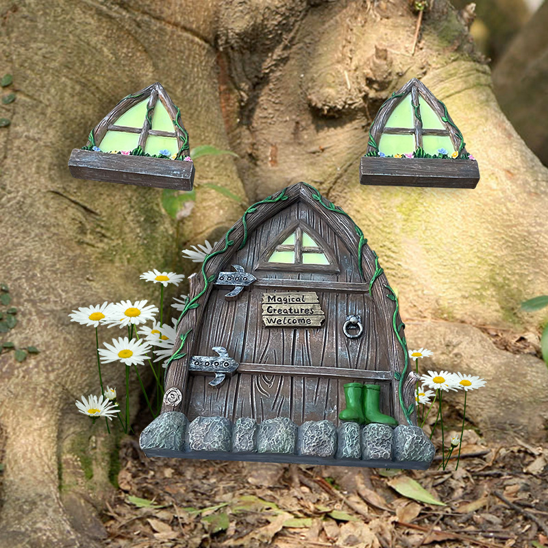 Elf Luminous Door and Window Ornaments  Creative Decoration Garden Desktop Resin Crafts  New Handmade