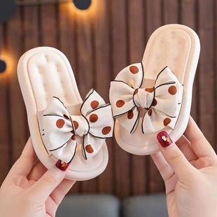 Summer Manufacturer Children's Slippers Princess Style Girls' Outdoor Wear Bowknot Big, Medium, and Small Children's Soft-Soled Sandals Cartoon Design Available