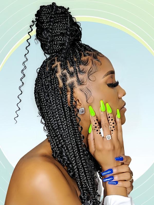 16 Inch Black Long Wavy Braided Lace Wigs for Women Gorgeous|undefined