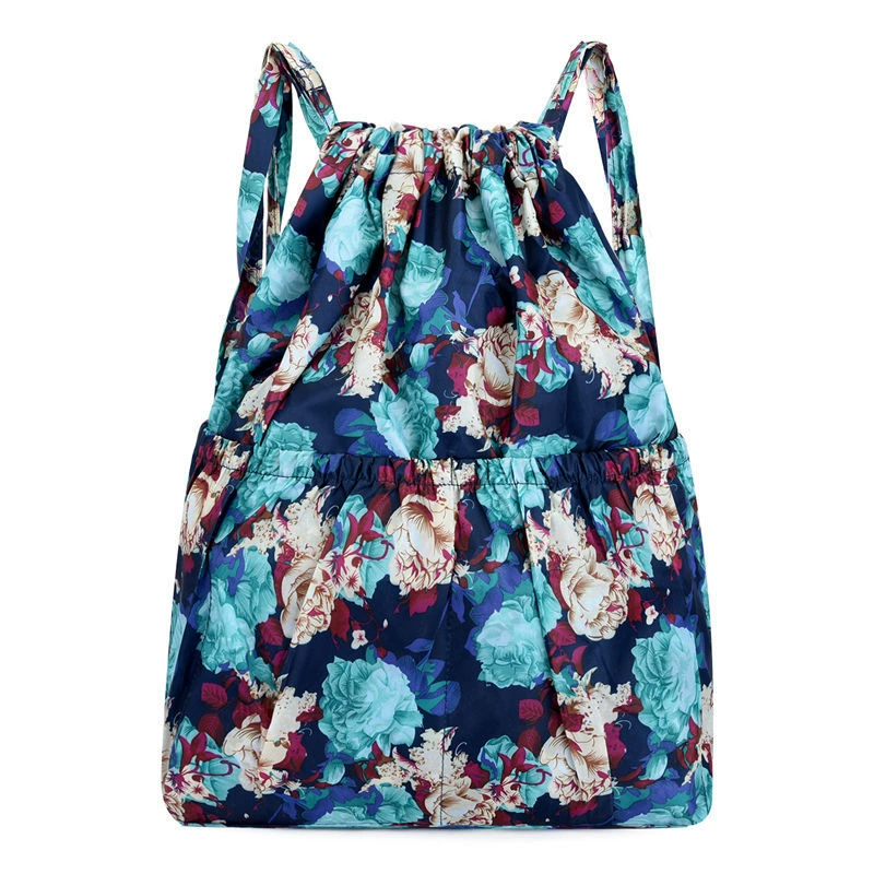 Capacious folding backpack, drawstring