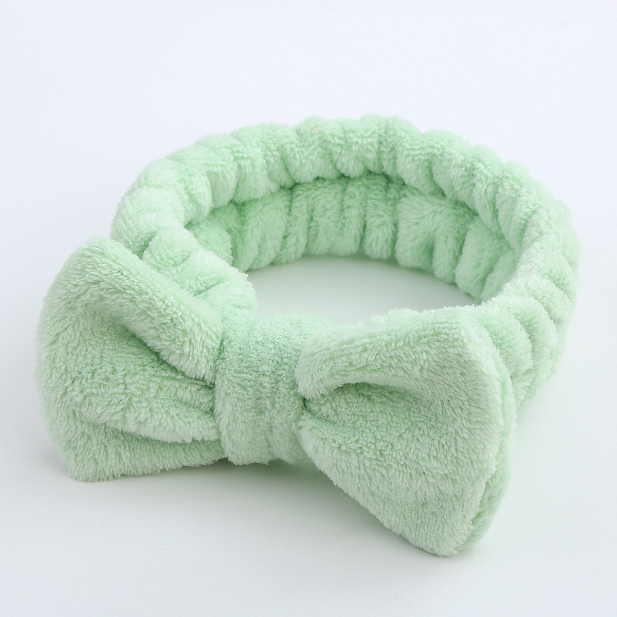 Diadema de franela con estampado de leopardo liso para mujer, diadema de felpa con lazo, diadema bonita para lavado de cara, diadema de color puro, accesorios para el cabello