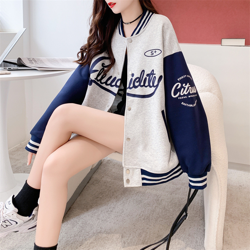 Cappotto da baseball da donna 2023 nuova primavera e autunno edizione coreana cardigan studentessa delle scuole medie sottili contrasto_voghion.com