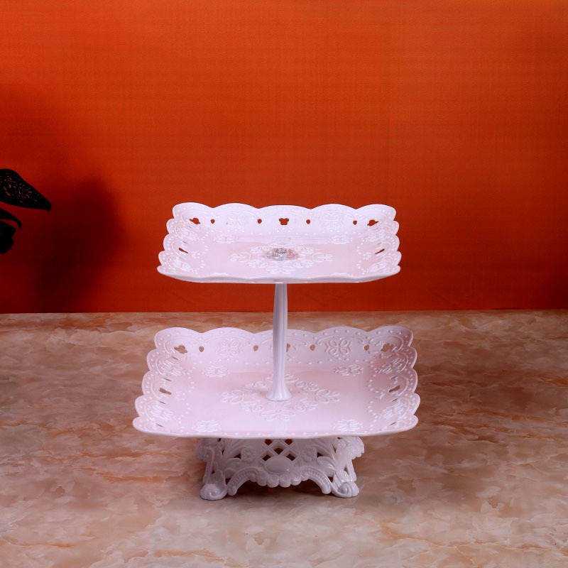 Decoración de cumpleaños soporte de postre estante de exhibición de estilo europeo comida fría mesa de descanso de té de plástico pastel bandeja de postre estante