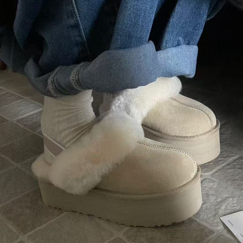 Cross-Border Sangpo Sheepskin Integrated Snow Boots 5cm Thick-Soled Star-Shaped Elastic Strap Height-Increasing Slippers Women's Cotton Slippers Cross-Border Sangpo Sheepskin Integrated Snow Boots 5cm Thick-Soled Star-Shaped Elastic Strap Height-Increasing Slippers Women's Cotton Slippers