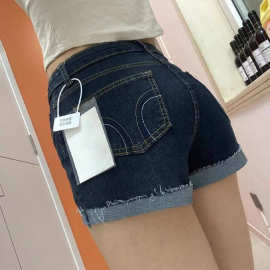 紧身辣妹低腰牛仔短裤女夏季性感小个子美式复古超短包臀卷边热裤