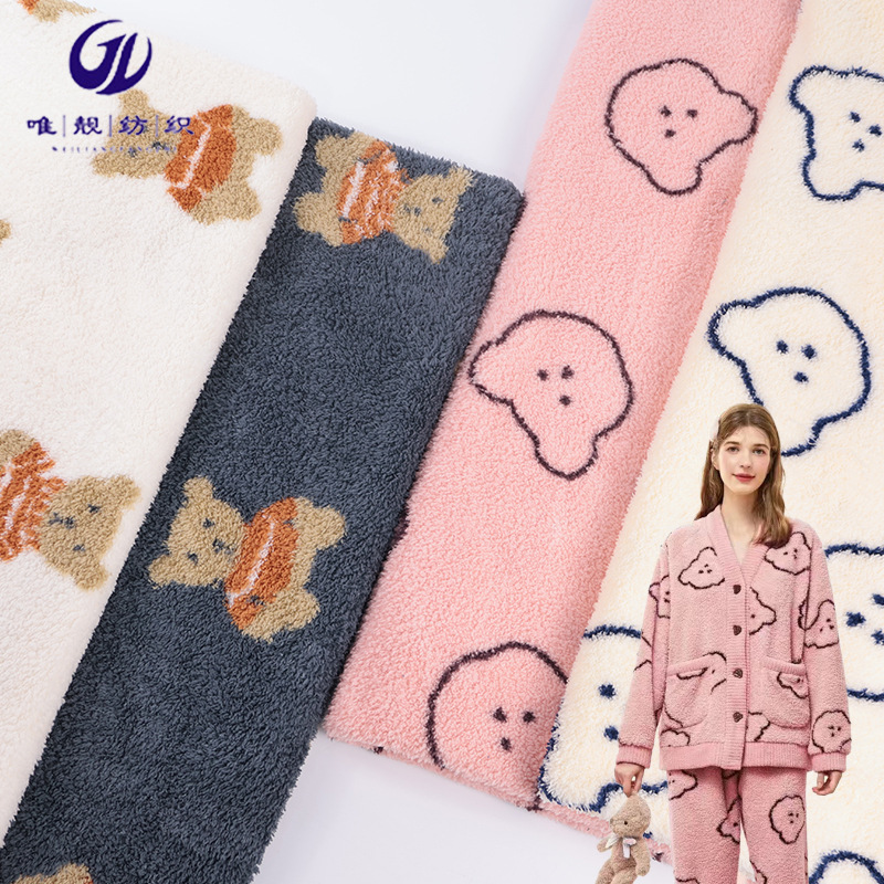Spot 310g Printed Double-Sided Rice Velvet Half Velvet Coral Velvet Home Clothes Blanket Pajamas Fabric