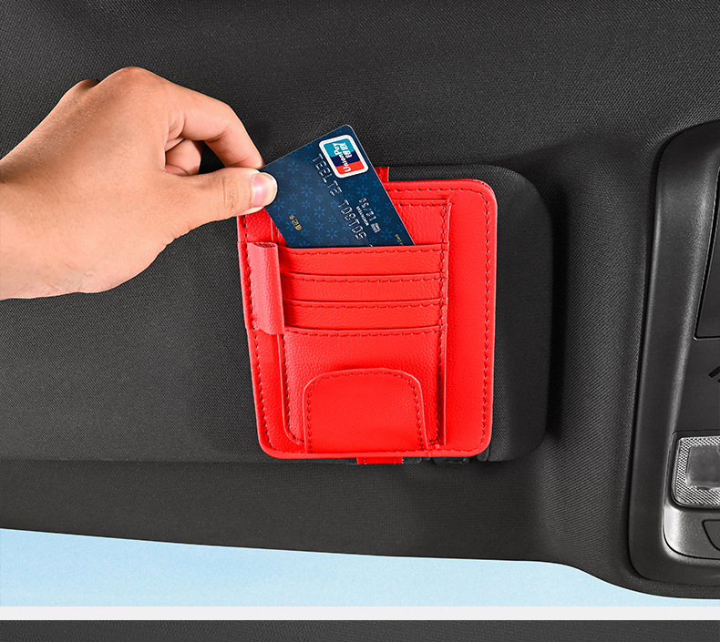 Car Sun Visor Storage Clip Multifunctional Car Glasses Clip Card Business Card Id Clip Bill Interior Storage Bag