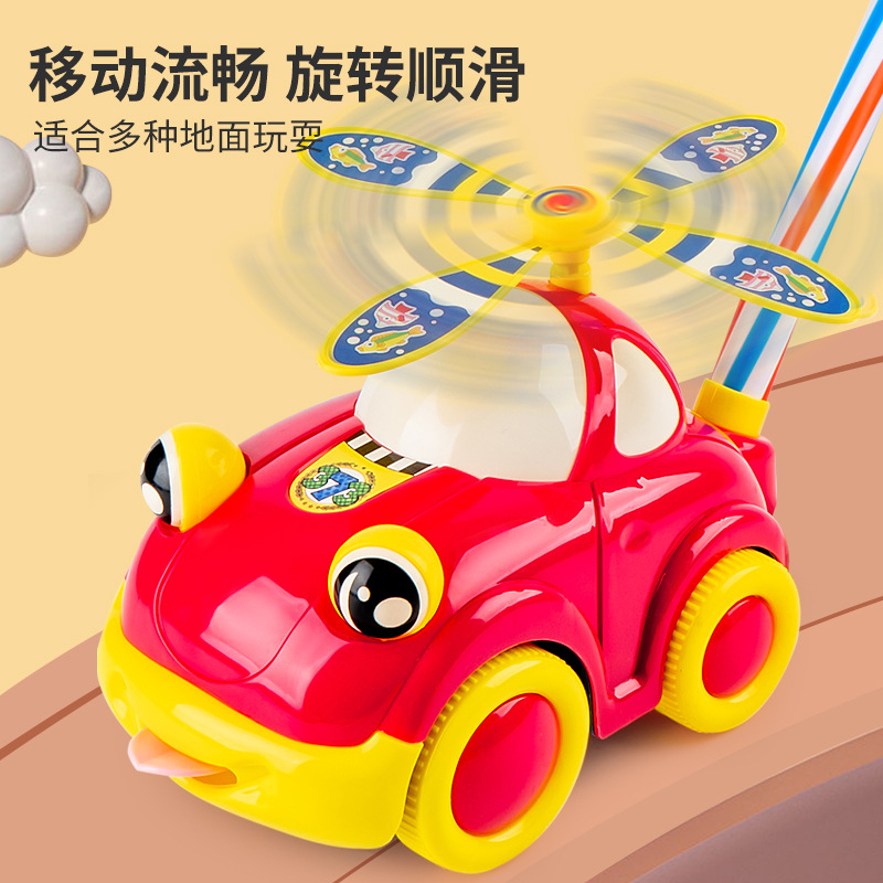 Juguetes de empuje de mano para niños, automóviles de empuje y empuje, 2 barras con campana, lengua, ojos movibles, cabina de balanceo image 5