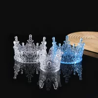 Модное прозрачное украшение для торта в виде короны из кристаллов, красивый топпер для дня рождения принцессы с бабочками, декор для выпечки.