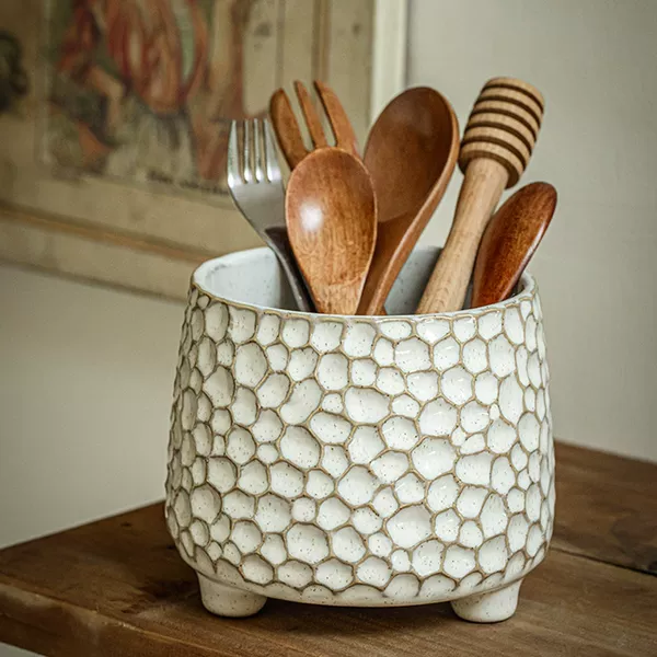 Fun Pinecone-Shaped Three-Legged Ceramic Storage Jar, Kitchen Tool Holder, Personalized Creative Ornament Jar, Cross-Border Export