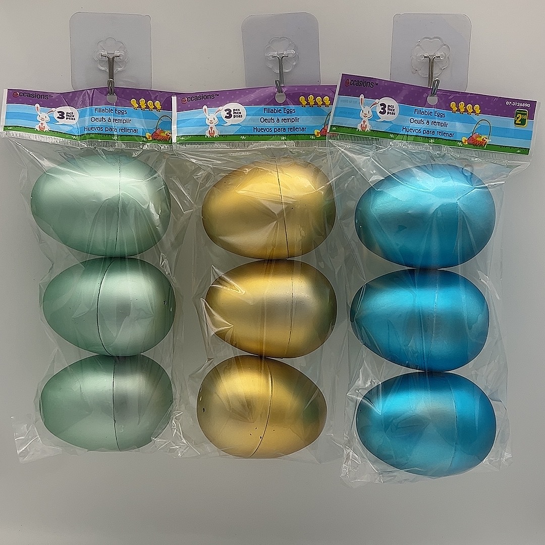 Huevo de Pascua de 10cm huevo de oro abierto galvanizado huevo de juguete de plástico infantil huevo grande