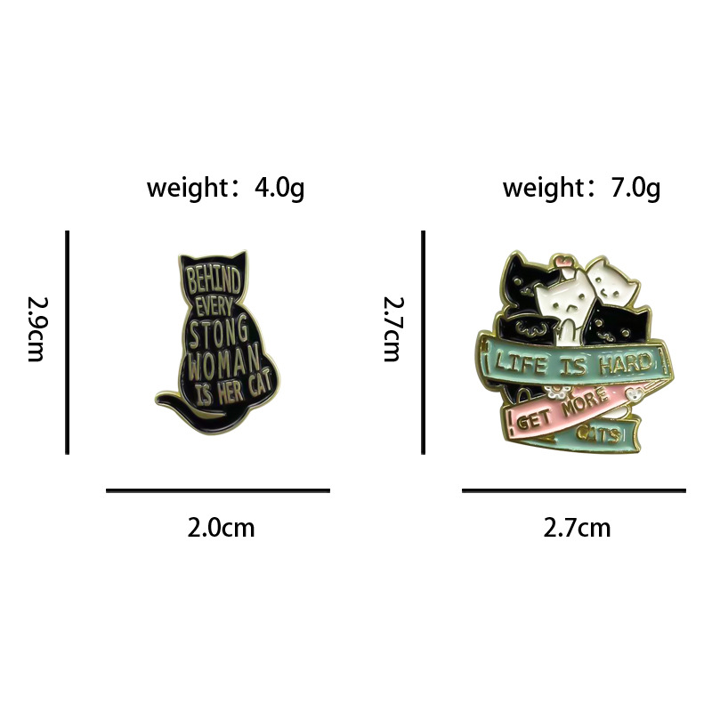 Comercio exterior dibujos animados lindo gatito broche joyería personalidad letras en inglés top mochila decoración pin insignia