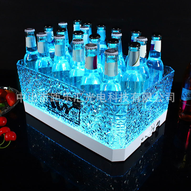 LED氷紋七彩発光氷桶アクリル24本ビール枠シャンパン桶KTVパーティーバー発光氷桶|undefined