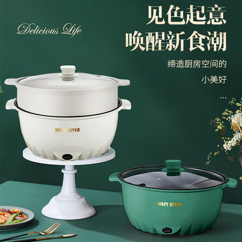 Hotpot eléctrico transfronterizo multifuncional doméstico vapor eléctrico dormitorio pequeño horno de cocción de hortales de cocción de hortales de cocción de hortales de gran capacidad lote