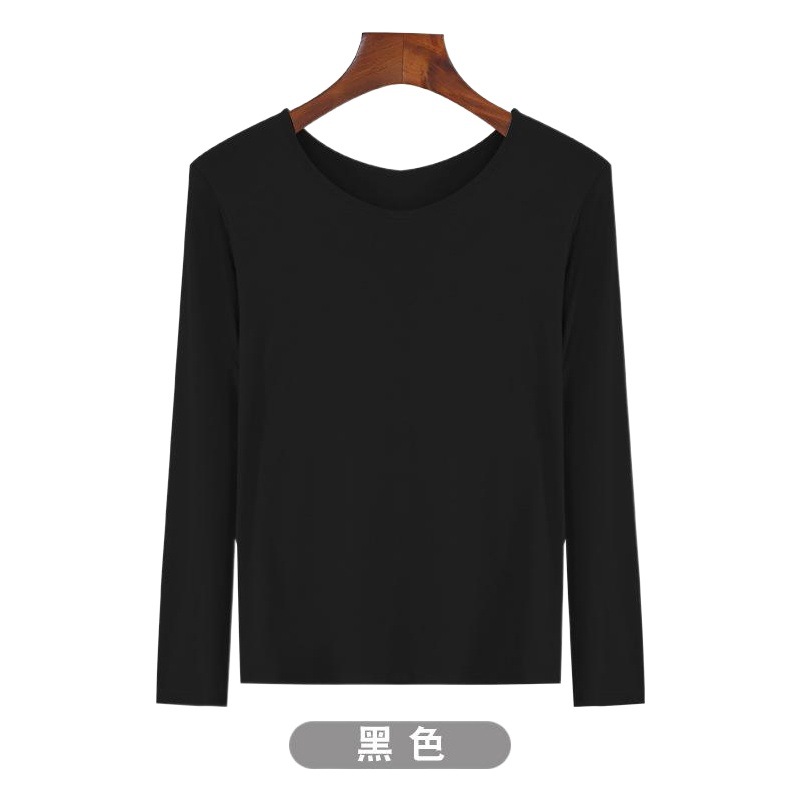 2024 Primavera y otoño Camisa modal de fondo para mujer Camiseta de manga larga de gran tamaño para mujer Ropa interior de otoño Cuello redondo Camisa delgada de todo fósforo image 1