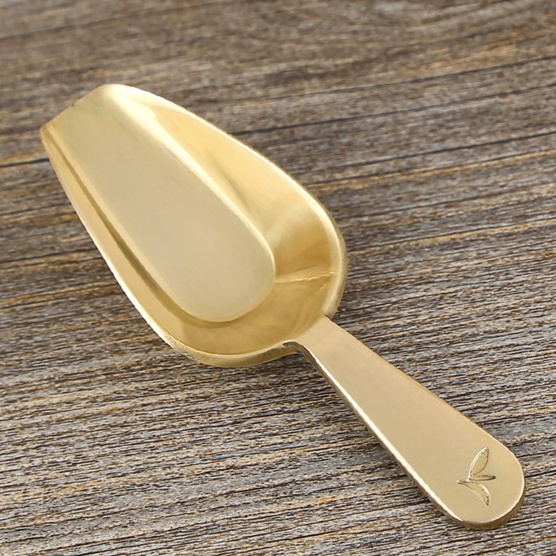 Japanese copper small brass spoon, tea set with accessories, handmade