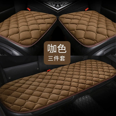 Wool pad, Single-Piece Plush Car Seat Cushion - brown-the-whole-car-has-five-seats-3-piece-set-and-comes-with-2-packs-of-anti-fog-towels-recommended