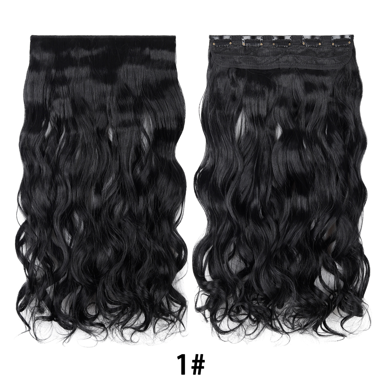 Extensión de Cabello de 5 Clips de 18 Pulgadas de Fibra de Alta Temperatura Rizado para Señoras