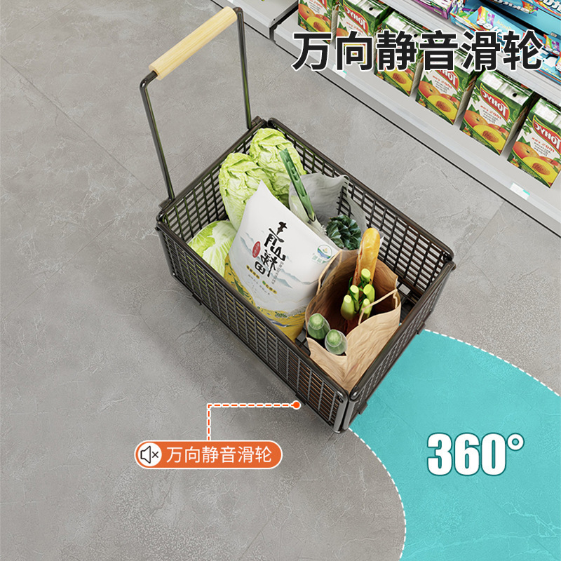 买菜小拉车超市购物车家用带轮快递手拉小推车加厚便携购物筐拖车|undefined