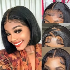 アマゾン欧米ファッション前レースかつらbobo頭中分短直髪カバー13*4 wigs
