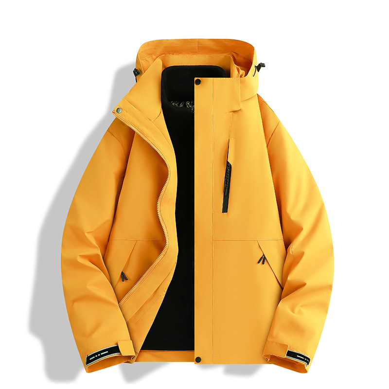 Camel Style Two-Piece Windbreaker Thickened Warm Fleece Two-Piece Detachable Jacket Two-Piece Set for Women