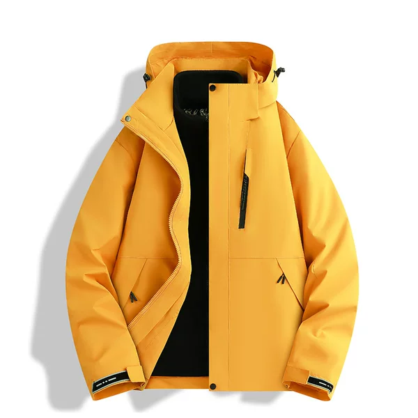 Camel Style Two-Piece Windbreaker Thickened Warm Fleece Two-Piece Detachable Jacket Two-Piece Set for Women