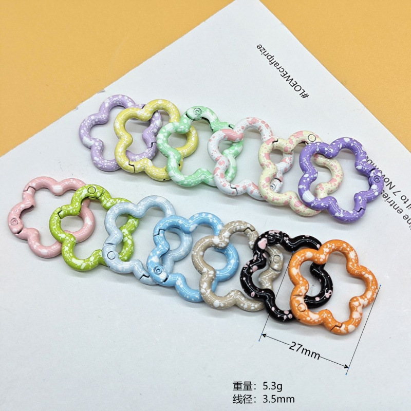 スプリングリングキャンディーカラースプリングバックルアクセサリーカラフルな愛ペイントブックリングカードリングキーホルダーオープン diy ジュエリー|undefined