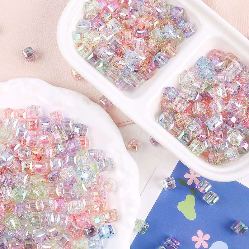 AB色切面高透珠UV炫彩亚克力立体方糖珠 diy手链耳饰项链饰品配件|undefined