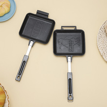 可拆卸木头手柄三明治烤盘 吐司面包双面不沾涂层煎锅